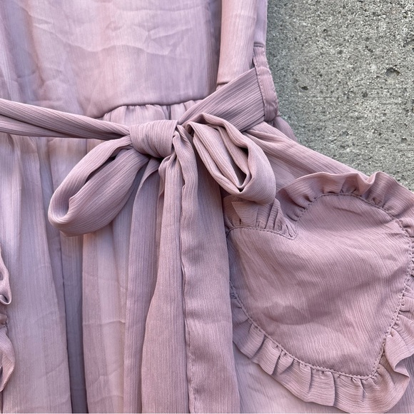 CUTE Mon lily mauve lolita tulle dress w ruffle trim and bow - Picture 7 of 9